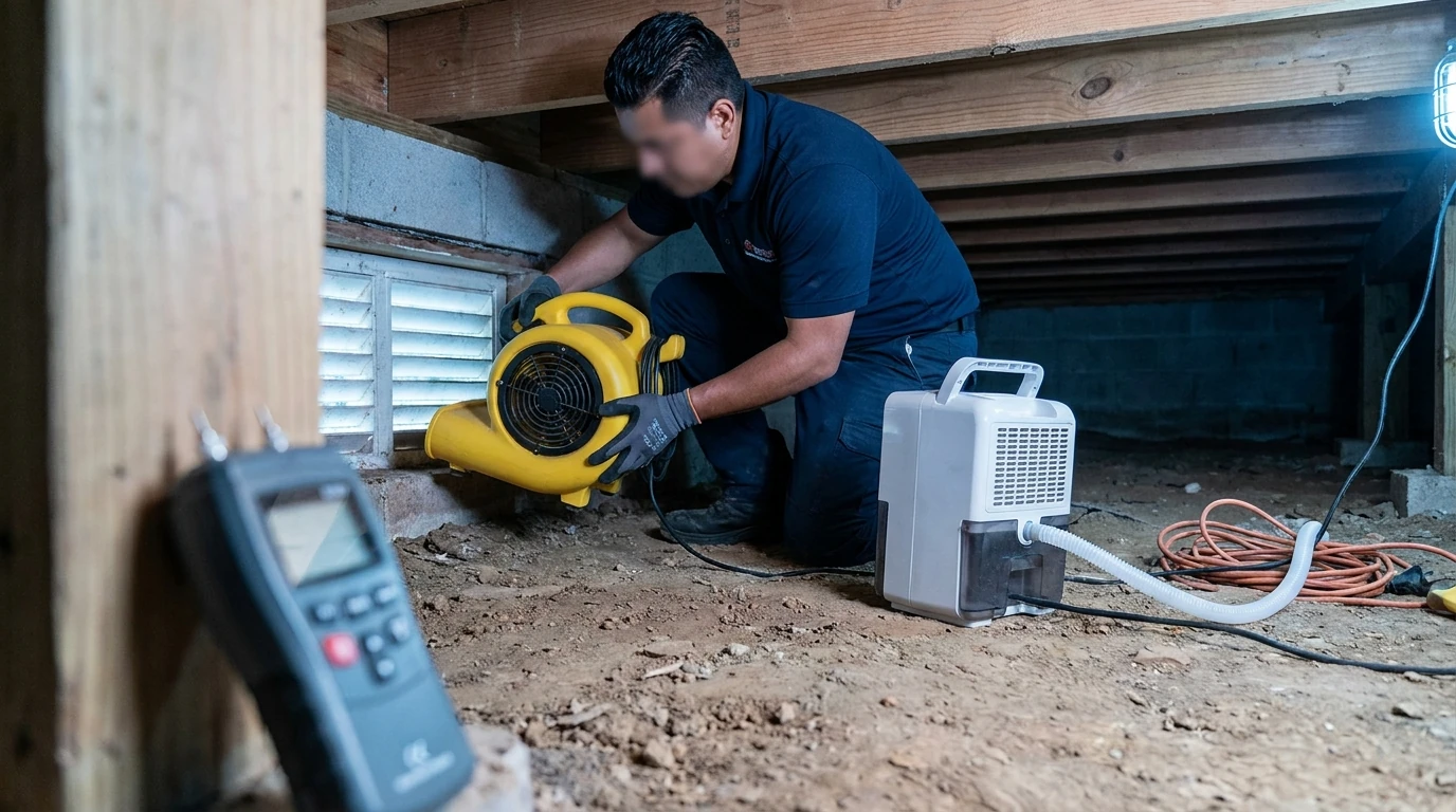 What happens when you call about a flooded crawl space: flooded crawl space in Santa Maria, who to call